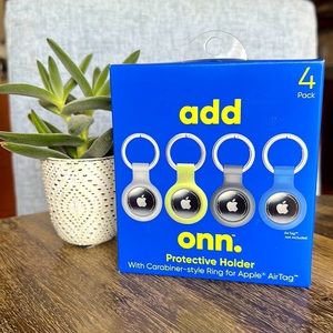 onn. Protective Holder Ring for Apple AirTag, Silicone, Multi Colors, 4 Count